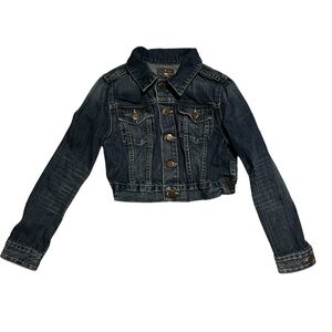 Polo‎ Ralph Lauren Denim Jacket Girls 8 Blue Trucker Youth Cropped Pockets Kids
